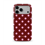 Classic Polka Dots, Bordová - Tough MagSafe iPhone Kryt