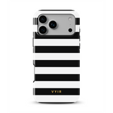 Horizontal Stripes, Čierna a biela - Tough MagSafe Kryt na iPhone