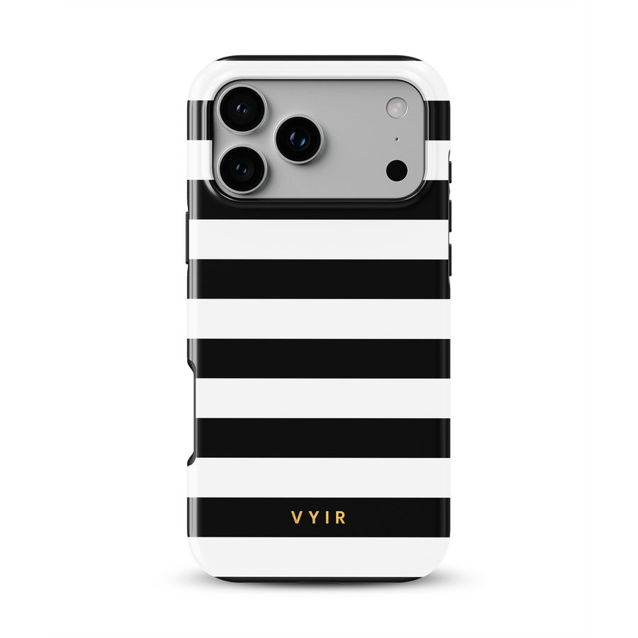 Horizontal Stripes, Čierna a biela - Tough MagSafe Kryt na iPhone