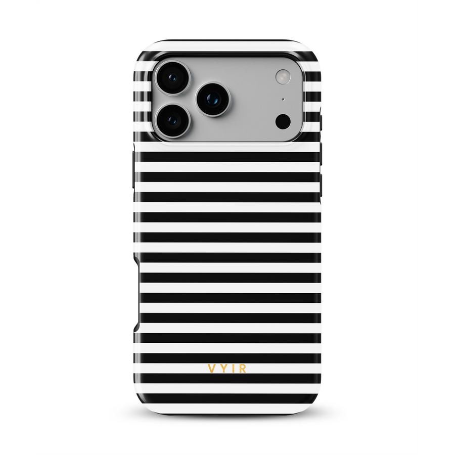 Horizontal Stripes, Čiernobiela pinstripe - Tough MagSafe Kryt na iPhone