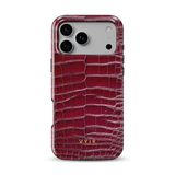 Croc Leather Print Burgundy - Tough MagSafe iPhone Kryt