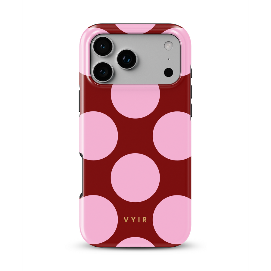 Large Polka Dots, Burgundy Pink - Tough MagSafe iPhone Kryt
