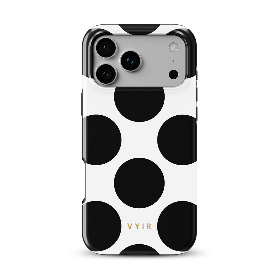 Large Polka Dots, Mono Black - Tough MagSafe iPhone Kryt