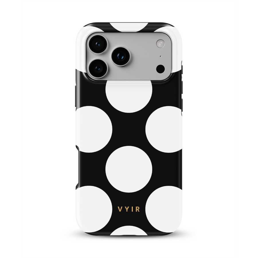 Large Polka Dots, Black Sparkle - Tough MagSafe iPhone Kryt