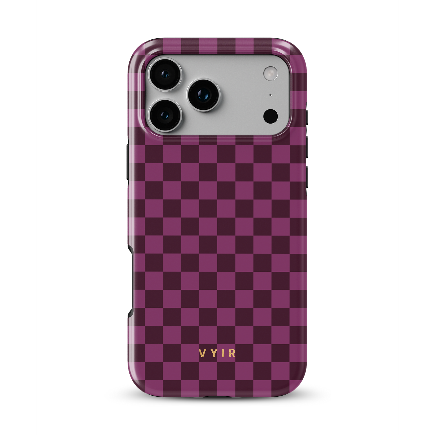 Tiny Checker, Burgundy - Shockproof Phone Case - VYIR