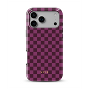 Tiny Checker, Burgundy - Shockproof Phone Case - VYIR