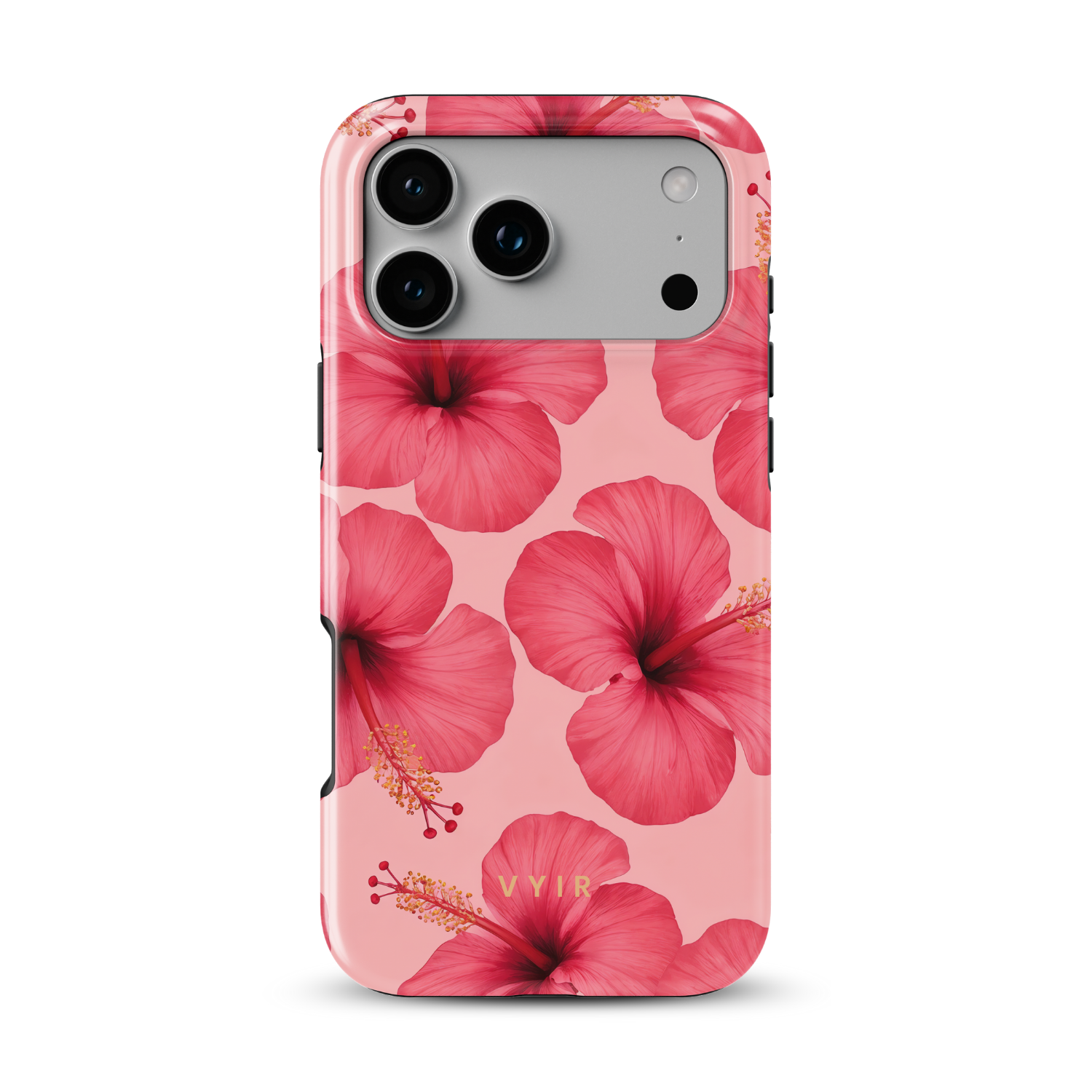 Pink Hibiscus Glow - Shockproof Phone Case - VYIR