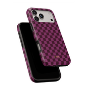 Tiny Checker, Burgundy - Shockproof Phone Case - VYIR