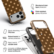 Classic Polka Dots, Elegant Brown - Shockproof Phone Case - VYIR