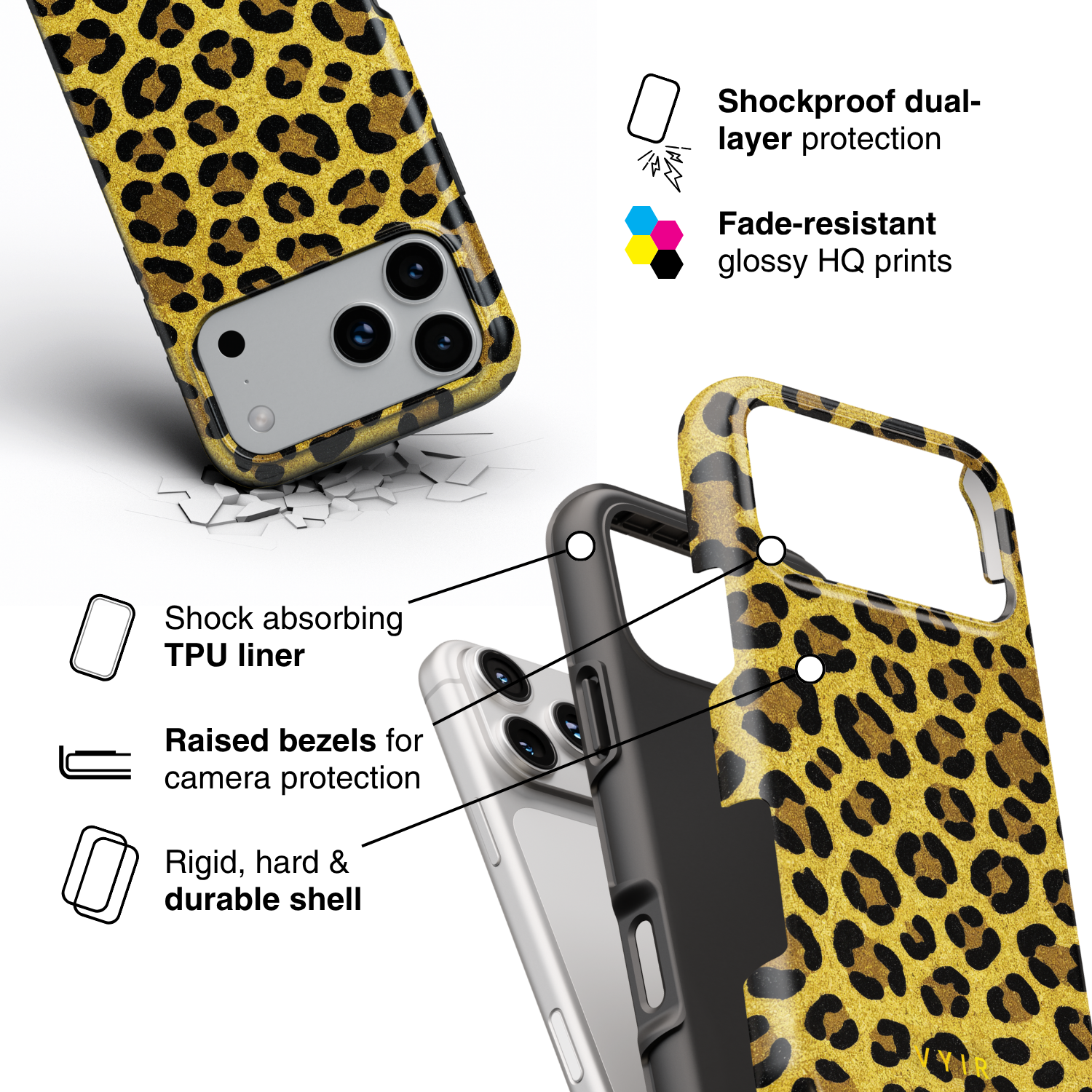 Luxe Leopard Gold - Shockproof Phone Case - VYIR