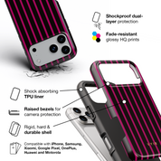 Vertical Stripes, Wine Red - Shockproof Phone Case - VYIR