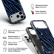 Zebra Luxe, Indigo Blue - Shockproof Phone Case - VYIR