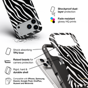 Zebra Luxe, Black and White - Shockproof Phone Case - VYIR