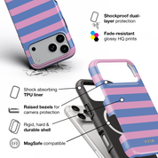 Horizontal Stripes, Periwinkle Dream - Shockproof MagSafe iPhone Case - VYIR